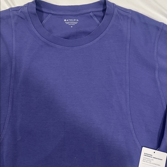 3/$100 NWT Athleta Sundown Crewneck Sweater Medium Dark Lavender - Picture 2 of 3
